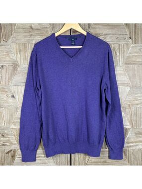 Gap Womens Size Large Purple Cotton V-Neck Long Sleeve Pullover Knit Sweater